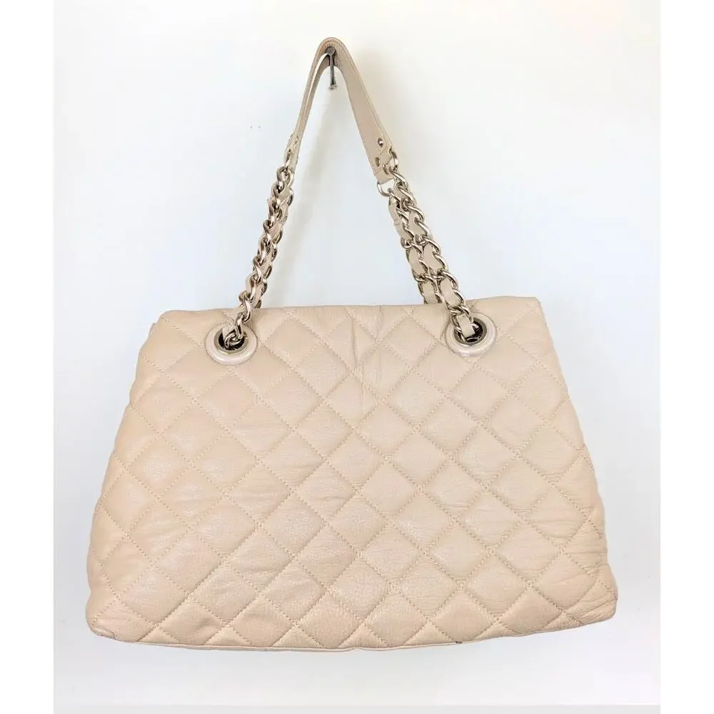 Kate Spade Gold Coast Maryanne Shoulder Bag Beige Quilted Leather Gold Chain